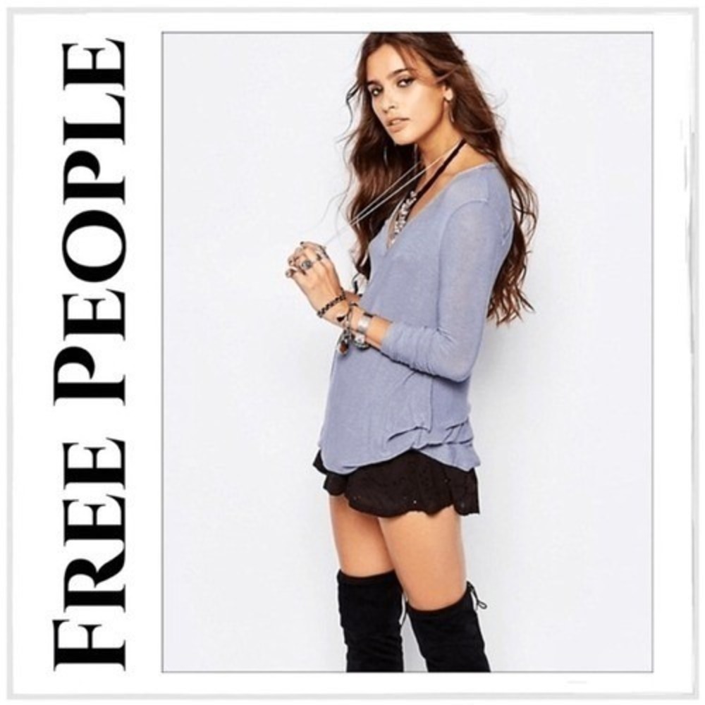 Free People Miss Rose Tunic Top blue‎ sz small